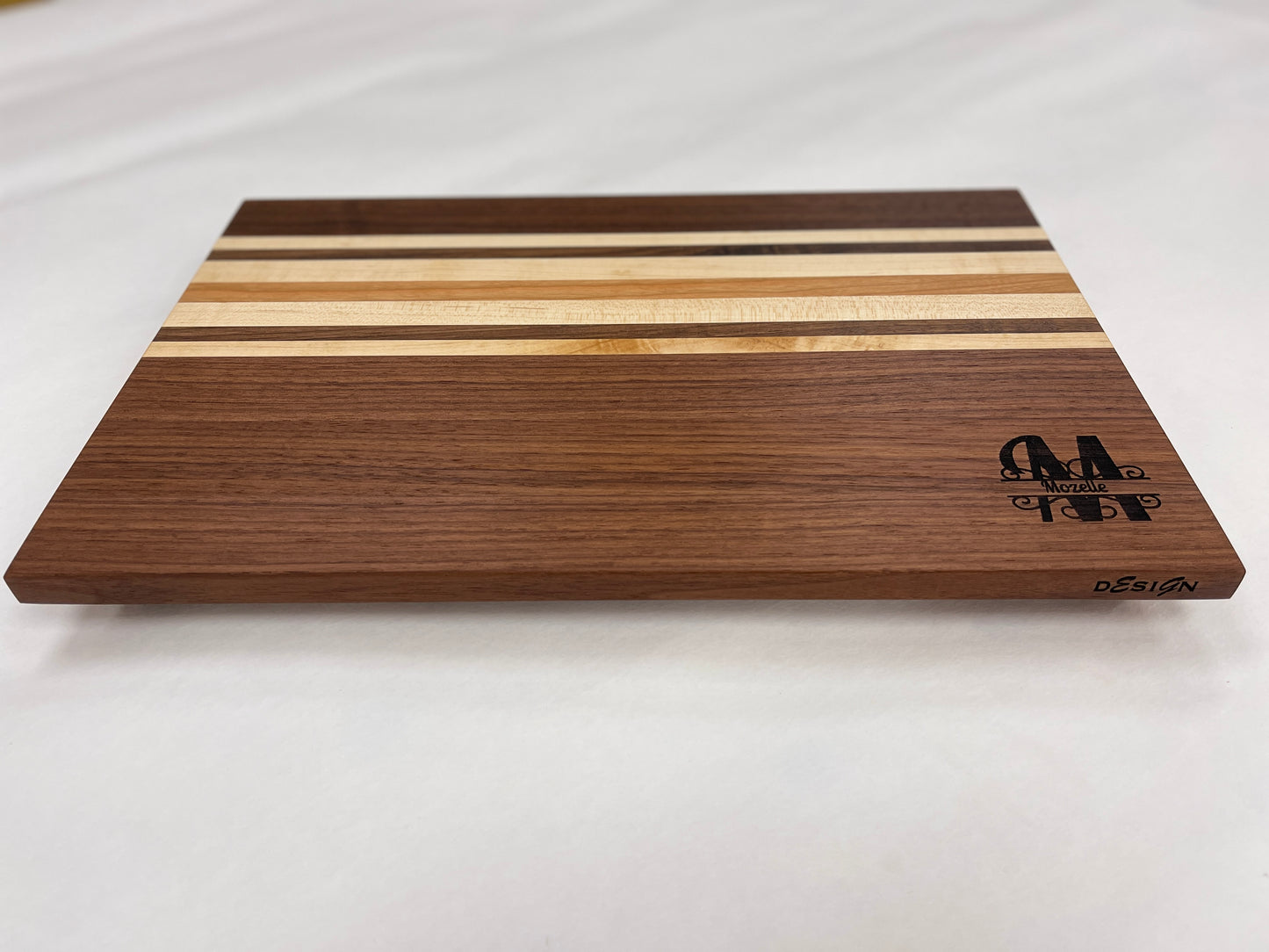 Walnut Cutting Board with Cherry and Maple Stripes